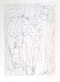 ALBERTO MANFREDI, A group of women, etching